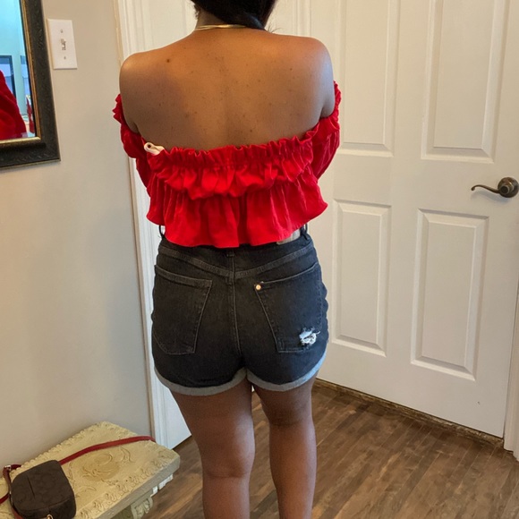 Red Tube Top with Sleeves - Picture 4 of 6